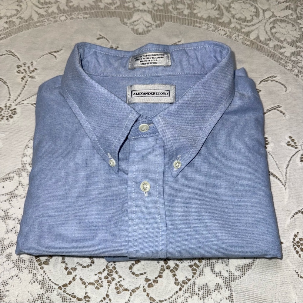 Alexander Lloyd Blue Men's Button down long sleeve Shirt Big Man 19 32/33‎